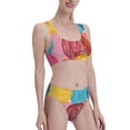 thumbnail image 2 of Daiia Colorful Wool Balls printed 2 piece Swimsuit Bikinis for Women High Waisted Racerback Bathing Suits Summer Tummy Control Scoop Neck Swimwear-Large, 2 of 8