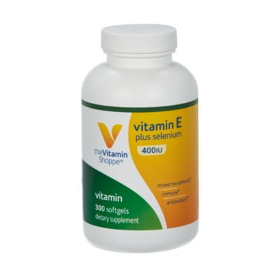 Vitamin E + 400IU Selenium 100 dAlpha Vitamin E from Natural Food Sources with Mixed Tocopherols, Antioxidant  Immune Support  Once Daily (300 Softgels) by The Vitamin (Best Vitamin E Sources Foods)
