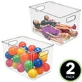 thumbnail image 2 of mDesign Deep Plastic Home Storage Organizer Bin, Built-In Handles, 2 Pack, Clear, 2 of 9