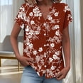 thumbnail image 4 of Ounisa Women's Loose V Neck Button Placket Drop Shoulder Sleeve Allover Print Casual Breathable Blouse, 4 of 5