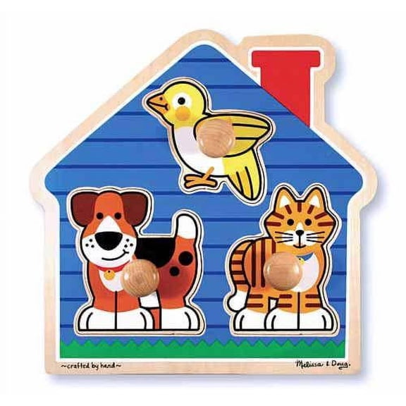 Melissa & Doug - 12055 | Jumbo Knob Puzzle: House Pets (3 Pieces)