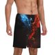 thumbnail image 2 of Balery Red And Blue Fire Bird Pantalones cortos de pijama de punto de algodón para hombre con cinturilla y bolsillos-Small, 2 of 6
