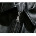thumbnail image 4 of Maoxin Men's Jacket Man Solid Color Pockets Zipper Lapel Leather Coat Plus Size Leather Jackets for Men Black L, 4 of 8