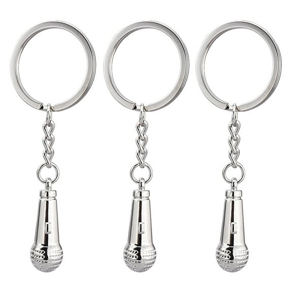 COMPUKAS 3 Pcs Microphone Keychain Practical Key Chain 3.2x8.9cm Silver