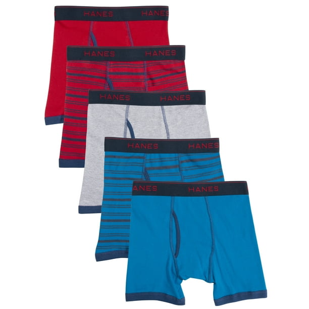 Hanes Boys' Underwear, 5 Pack Tagless ComfortSoft Boxer Briefs, Sizes S