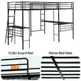 thumbnail image 5 of Twin Size Heavy Duty Metal L-Shape Loft Bed with 2 Built-in Desks, Modern Black Corner Loft Bed with 2 Ladder and Safety Guardrail,No Box Spring Needed, Black, 5 of 7
