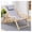 Gray, variant on Summer Beach Folding Chaise Wooden Lounge Chair with 4 Reclining Positions,Outdoor Beach Sling Chair Patio Chairs,Oxford Canvas Balcony Leisure Nap Chair