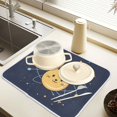 thumbnail image 2 of Yayeee Dish Drying Mat for Kitchen Counter 16" x 18" Microfiber Super Absorbent Coffee Decorative Pad, Orange Cat Planet, 2 of 9