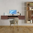 thumbnail image 5 of Wall Mounted Desk, Floating Wall Organizer with Pull Out Drawer, 15.5" D x 60" W x 9.5" H, Space-Saving Wall Organizer Computer Desk for Home Office (Brown), 5 of 9