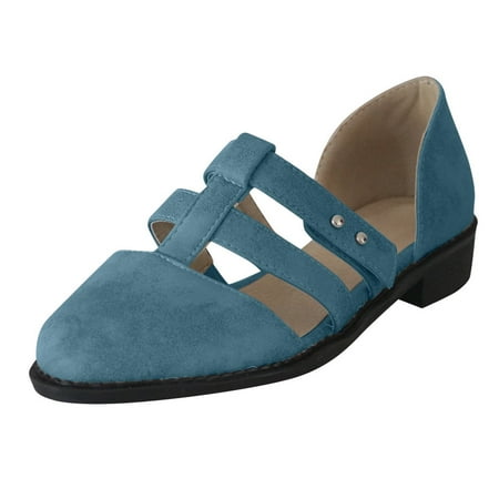 

Women s Sandals Closed Pointed Toe Chunky Low Heel Pumps Casual Summer Breathable Hollow Strap Loafers Walking Shoes