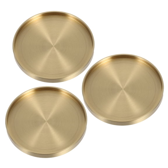 BESTOYARD 3Pcs Golden Brass Copper Coasters Decorative Drink Cup Mats for Home Table