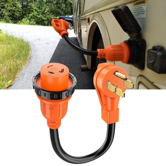Pre-Owned 50 Amp to 30 Amp RV Adapter Cord, NEMA 14-50P Male to TT-30R 50M/30F Female Electrical Power Dogbone Heavy Duty STW 10 AWG for 30 Amp RV Trailer Camper, ETL Listed