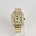 thumbnail image 3 of AFANQI Crystal Imitation Diamond Watches, Gold Plated Cuban Watches, Square Dial Quartz Wristbands, Analog Wristwatches for Men and Women, 3 of 6