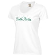 thumbnail image 2 of Women's  White South Florida Bulls Script Logo Comfort Wash V-Neck T-Shirt, 2 of 3
