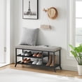 thumbnail image 3 of Shoe Storage Bench with Seat Cushion, Entryway Shoe Rack Bench 2 Tier Shoe Storage Shelf, 3 of 8