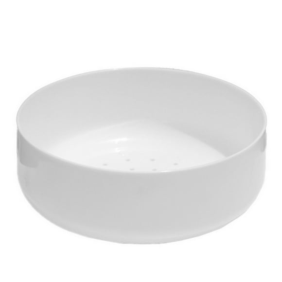 White Round Ceramic Flower Pot with Bamboo Tray Succulent Plant Pot for Table Desk Decoration