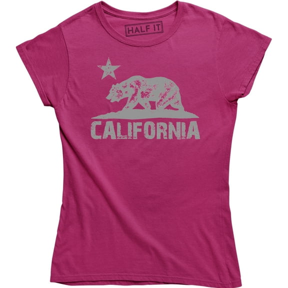 California Republic Flag Cali CA Grizzly Distressed Bear Womens T-Shirt