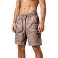 thumbnail image 2 of Besolor Men's Cargo Shorts Wide Leg Casual Loose Outdoor Running Hiking Drawstring Elastic Waist Knee Length Shorts with Pockets(Large,Brown), 2 of 7
