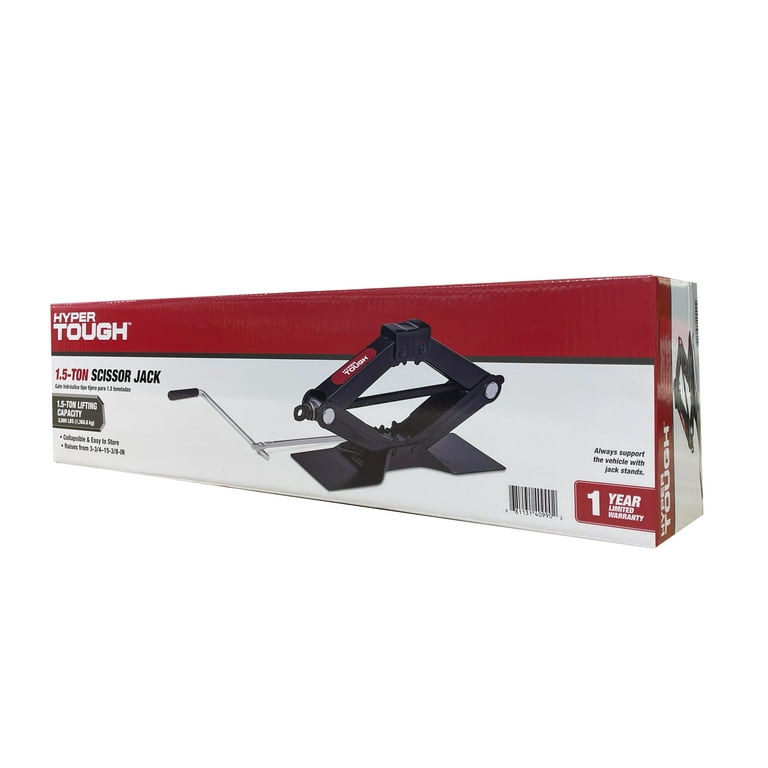 Hyper Tough T10152W Lifting Scissor Jack, 1.5 Ton Black