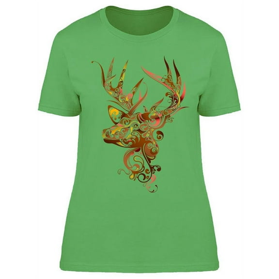 Deer Head Pattern T-Shirt Women -Image by Shutterstock, Female XX-Large