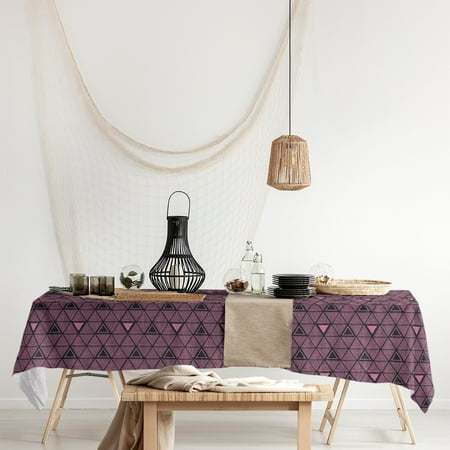 

ArtVerse Black & Color Hand Drawn Triangles Rectangle Tablecloth - 58 x 102 Pink