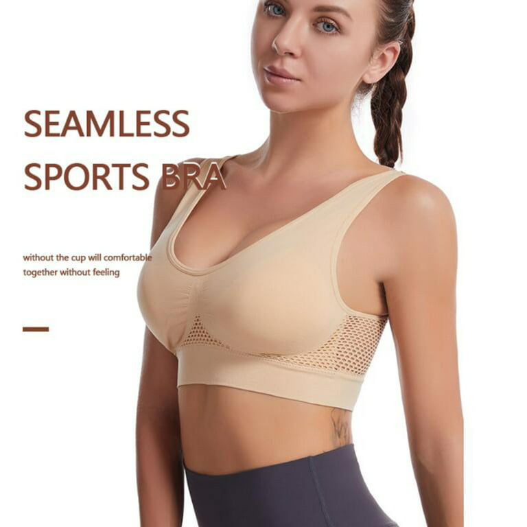 dianhelloya sports bras for women U-Neck Wide Shoulder Strap High