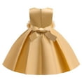 thumbnail image 5 of XEGLSBU Toddler Christmas Dress 3T Tulle Elegant Satin Girls Party Dress with Puffy Sleeves and Flowy Skirt for and Celebrations Yellow Size 6-7 Years, 5 of 5