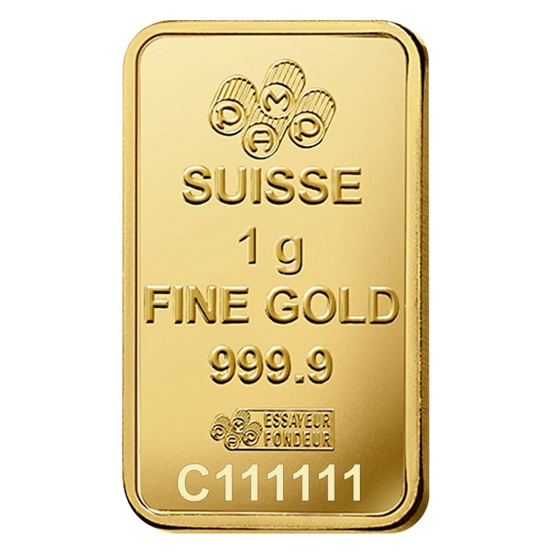 1 Gram Gold Bar PAMP Suisse Lady Fortuna Veriscan .9999 Fine (in Assay)