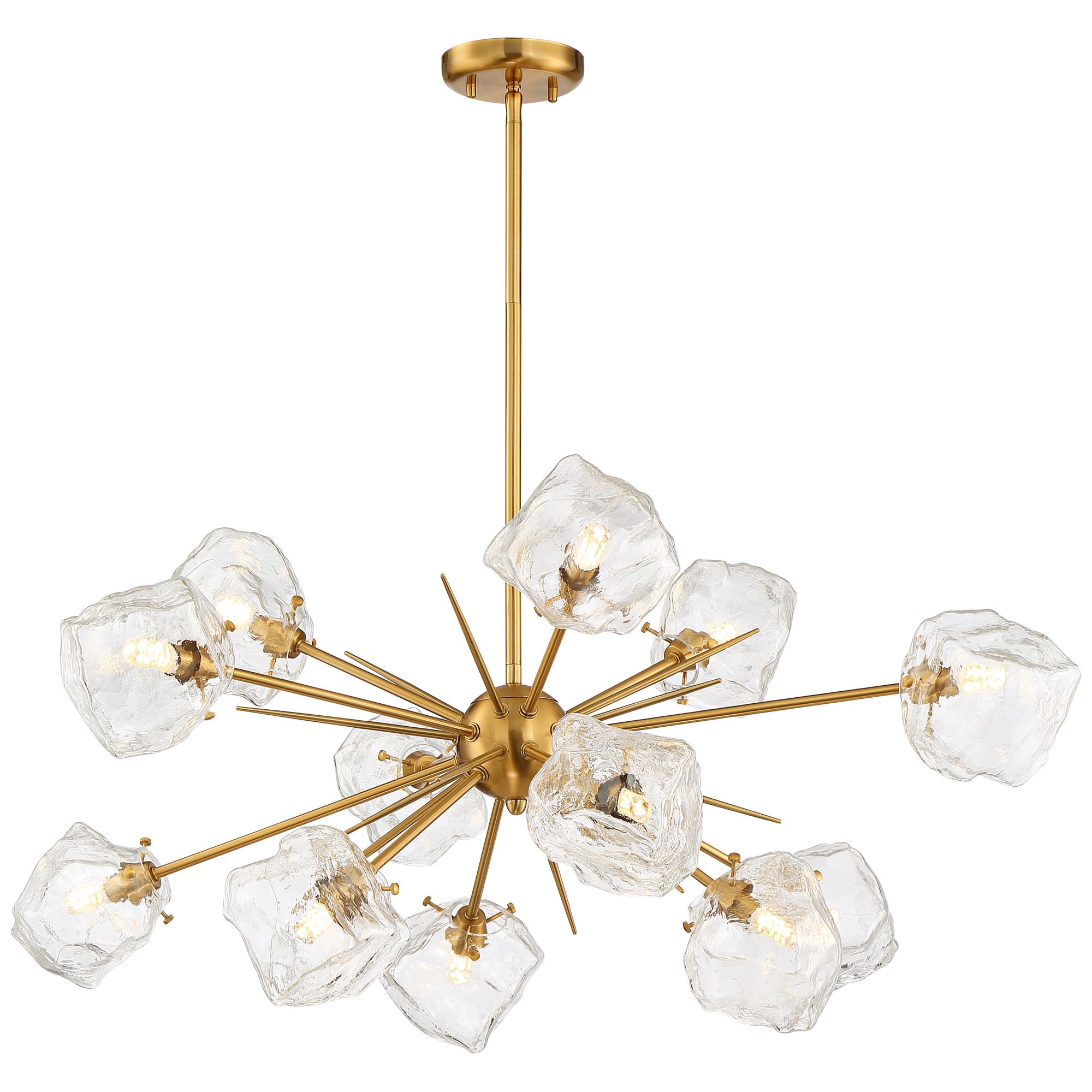 Stiffel Golden Bronze Large Sputnik Pendant Chandelier 36 1/2" Wide Modern LED Ice Glass 12-Light Fixture House Foyer