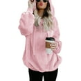 thumbnail image 4 of Sleepdown Women’s Oversized Sherpa Fleece Long Sleeve Zip Up Pullover Hooded Sweatshirt with Pockets Sweatshirt for Women’s Pink Fluffy Coat, Large, 4 of 9