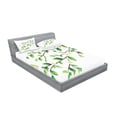 thumbnail image 2 of Ambesonne Animal Fitted Sheet & Pillow Sham Set, Flower and Dragonflies, Queen, Green White, 2 of 2