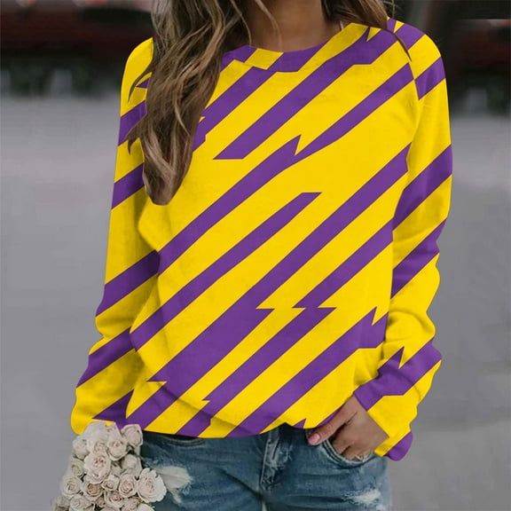 Royisotas Womens Sweatshirts Raglan Long Sleeve Striped Fall and Winter Pullover Casual Crew Neck Loose Fit No Hood Shirts