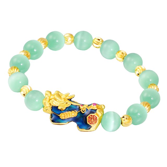Feng Shui Mantra Obsidiana Pi Yao Aleación Joyería Regalo Negro Verde cro Sunnimix pulsera de moda para mujeres hombres