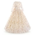 thumbnail image 2 of IBTOM CASTLE Flower Girls Dress Vintage Floral Lace Embroidered 3/4 Sleeves Maxi Dresses Wedding Princess Party Communion Evening Formal Dance Gown 5-6 Years Champagne, 2 of 8