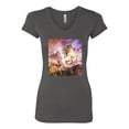 thumbnail image 2 of Unicorn Fanstasy Rainbow Castle Female Junior Fit V-Neck Tee, Dark Grey, Large, 2 of 3