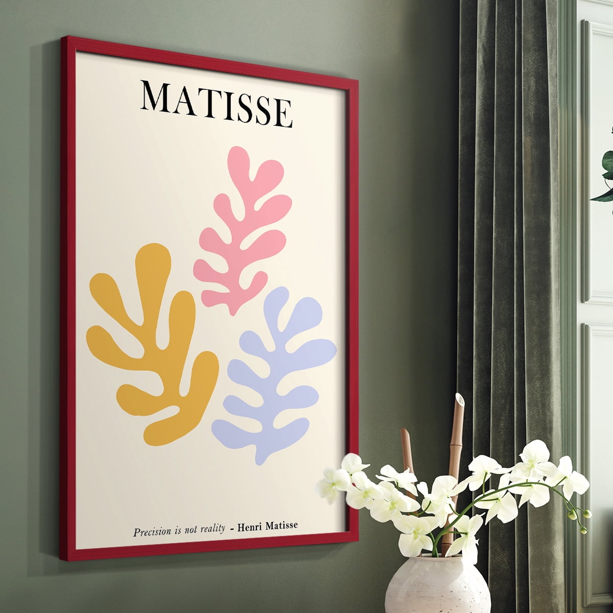 Matisse CDLXXXIV in Red Solid Wood Framed Print No Nail Hanging