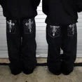 thumbnail image 2 of Y2K, pantalones vaqueros rectos con patrón de calavera y bolsillo clásico retro a la moda, pantalones sueltos de mezclilla de pierna ancha lavados góticos americanos de verano, 2 of 5