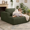 thumbnail image 2 of Miniyam Oversized Corduroy Chaise Lounge Sofa, Deep Seat Plush Couch with Pillows, Upholstered Floor Sofa, No Assembly for Living Room Bedroom, Green, 2 of 7