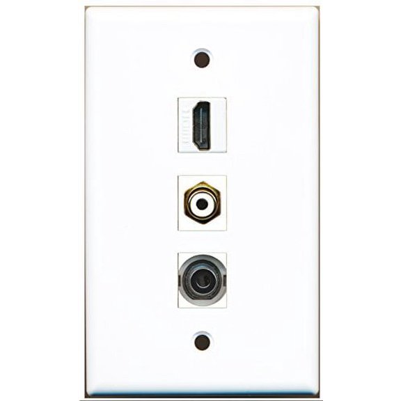 RiteAV - 1 Port HDMI and 1 Port RCA White and 1 Port 3.5mm Wall Plate