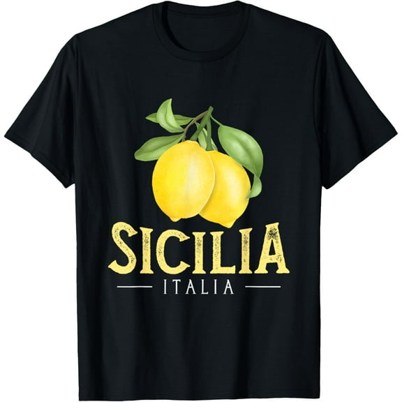 Sicilia Italia | Italian Lemons | Proud Sicilian T-ShirtMen's and women's gift, black and white T-shirt, size: Extra large S-4XL