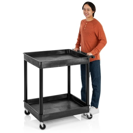 Stand Steady 24" x 32" Tubstr Two Shelf Tub Utility Cart - Black