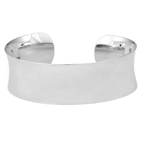 Silverly Sterling Silver Bangles for Women Solid 925 - Polished Concave Cuff Bangle - Elegant Curved Adjustable Sterling Silver Bracelet for Women - Flat Luxury Bracelets for Teenage Girls