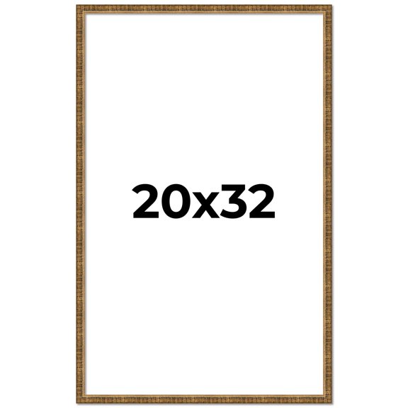 20x32 Frame Gold Kingsley Distressed Solid Wood Picture Frame Width 0.75 Inches | Interior Frame