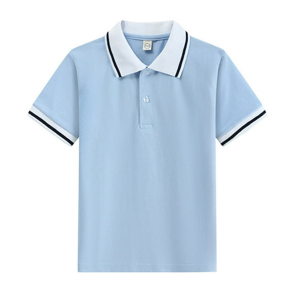 Toddler Polo Shirt Boys Short Sleeve Blue Shirt Uniform Shirts 2-3 Years Boys Clothes