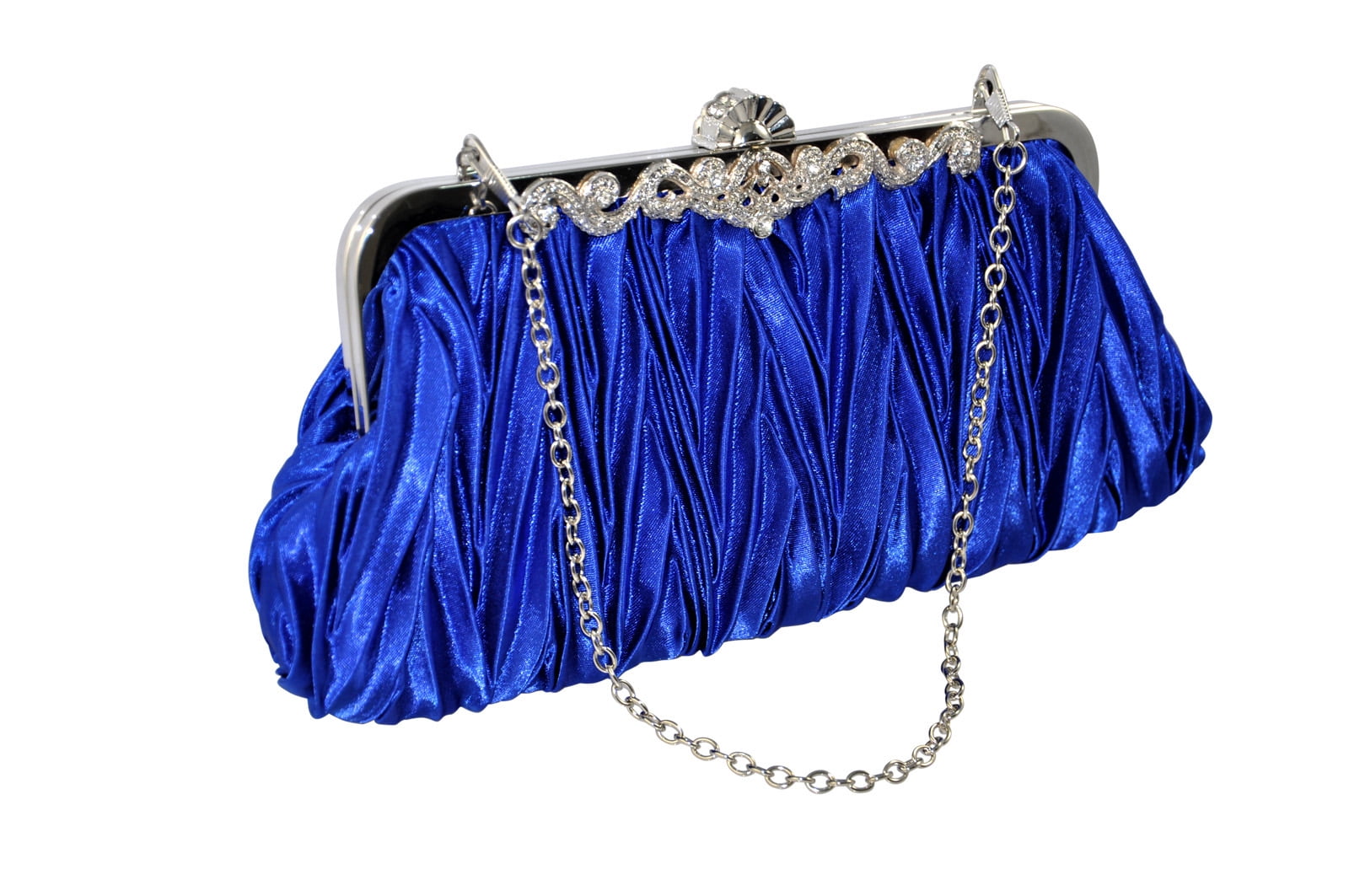 cobalt blue satin clutch bag