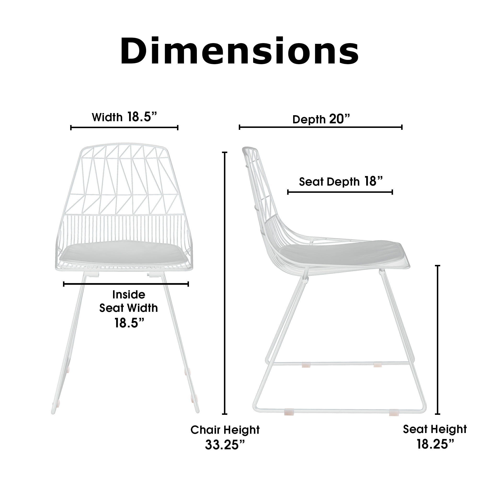 Adore Decor Vivi Metal Dining Side Chair in French White (Set of 2)