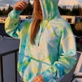 thumbnail image 2 of XMMSWDLA Womens Tie Dye Crewneck Pullover Shirt Lightweight Sweatshirt Casual Loose Trendy Puff Sleeves Long Sleeve Tops Vintage Sweatshirt Vintage Sweatshirt Green S, 2 of 5