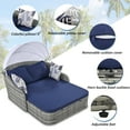 thumbnail image 4 of Churanty Outdoor Sunbed with Adjustable Canopy for Two Person Patio Chaise Double Lounger for Beach Backyard,Gray Wicker And Blue Cushion, 4 of 12
