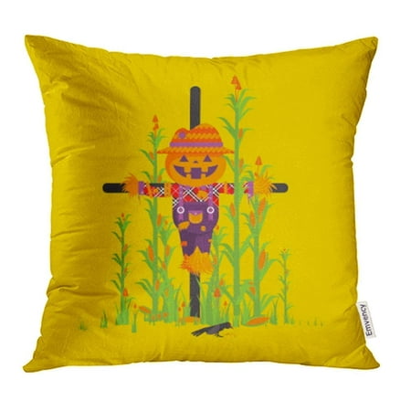 CMFUN Stock Scarecrow with Pumpkin Instead of Head Among Maize Character for Halloween Pillowcase Cushion Cases 18x18 inch