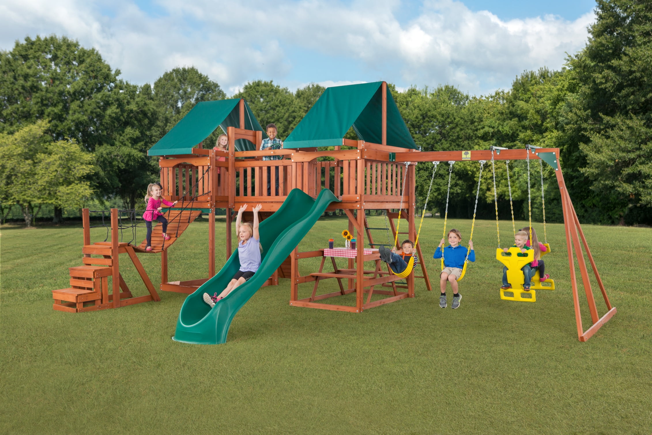 creative cedar designs jungle fun complete wooden swing set